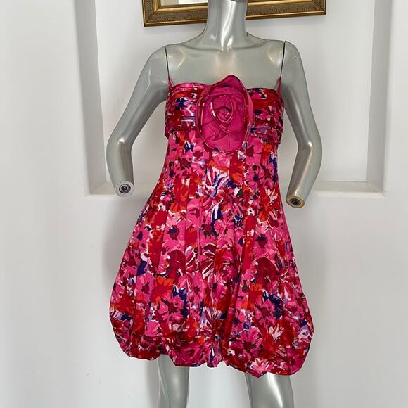 Bcbgmaxazria Strapless Begonia Combo Bubble Dress Size 12 BNWT - Picture 3 of 13